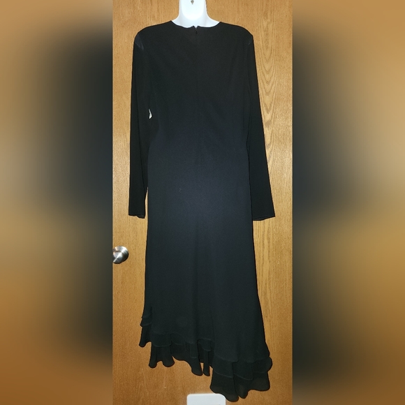 Bob Mackie Vintage Asymmetrical Tiered Black Dress Size 14 - Picture 4 of 4